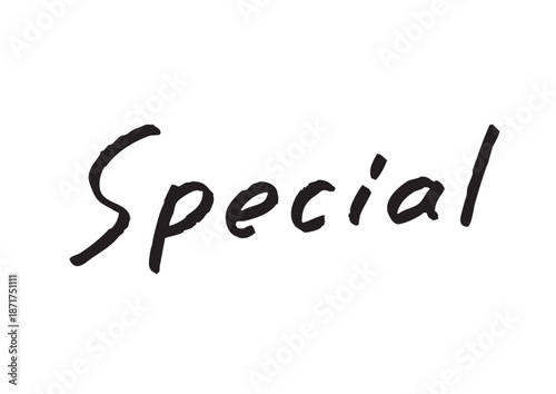 手書き風筆記体で書かれた『Special』の雑誌風英字デザイン文字｜スペシャル, 特別, 限定, 英字, 筆記体, 手書き