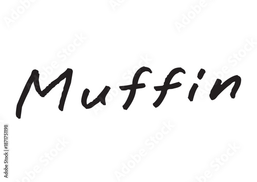 手書き風筆記体で書かれた『muffin』の雑誌風英字デザイン文字｜マフィン, 焼き菓子, スイーツ, 飲食店, 英字, 筆記体, 手書き