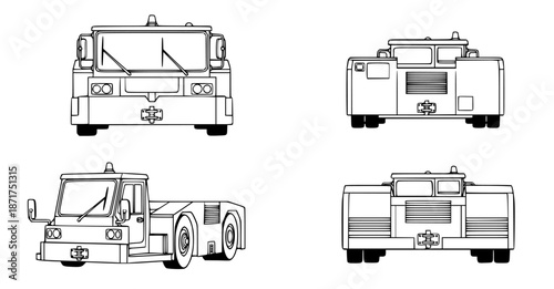 Multiple Views of a Tow Tractor - A Versatile Airport Ground Support Equipment