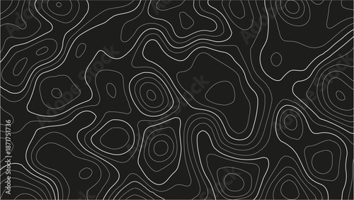 Topographic map patterns. topography line map.. Geographic abstract grid.  Abstract vector illustration. Seamless Black Contour Map Vector with Smooth Elevation Lines, Nature Poster Background.