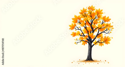 fall, autumn, tree, leaves, foliage, vector, illustration, nature, landscape, forest, seasonal, colorful, orange, yellow, red, brown, leaf, deciduous, park, outdoor, branch, trunk, plant, botanical, w
