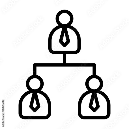 Organizational Chart Icon - Black Outline