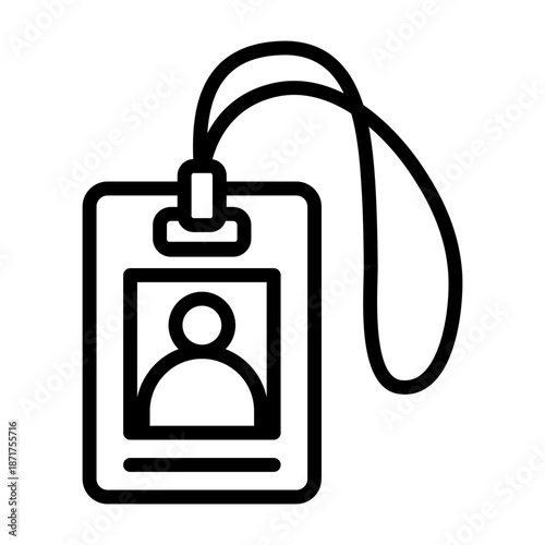 Id Badge Icon - Black Outline