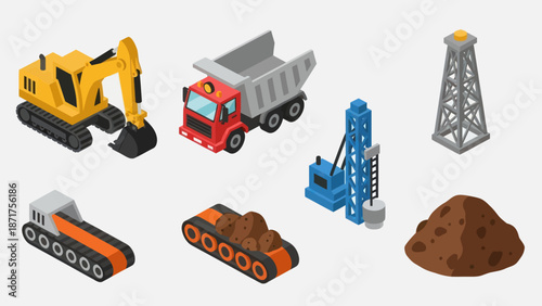 Collection of Construction Equipment and Machinery Models.