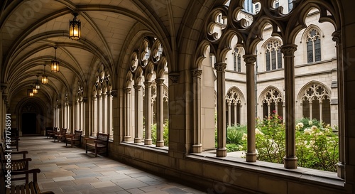 Yale Universitys Harkness Tower Cloister Court - A Gothic Architectural Marvel.