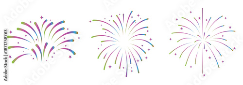 Fireworks Fourth of July.Set of fireworks with a red and blue stars and sparks . United states of america independence day fireworks. Red, blue fireworks for 4th of July