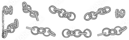 Interlinked Chain Knots Silhouettes