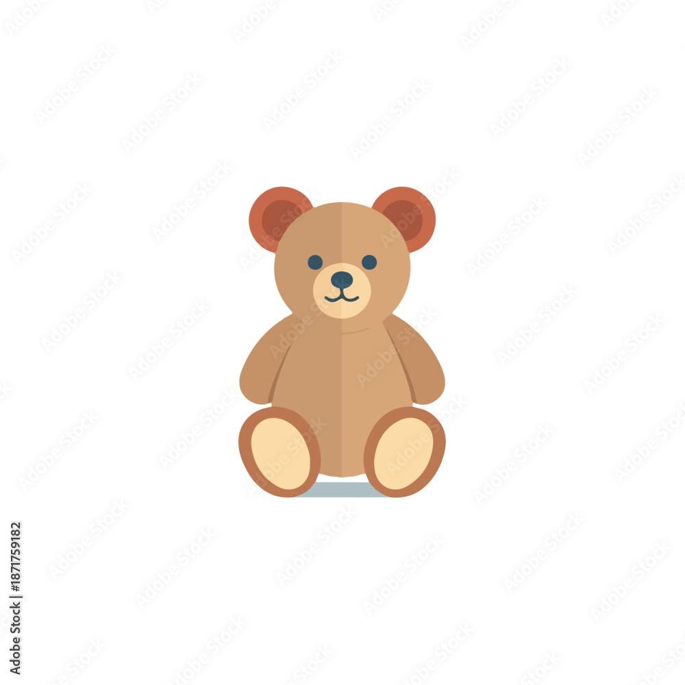 Fototapeta premium Cute Flat Design Teddy Bear on White Background