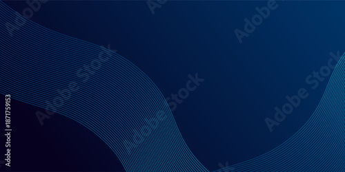 Abstract blue wave background with flowing curved lines and smooth gradients. Modern digital design featuring layered wavy patterns that create a sense of motion, depth, and rhythm