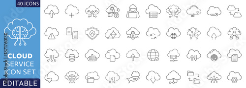 Cloud Services line editable icon set. Fully Editable. Vector Illustration.
