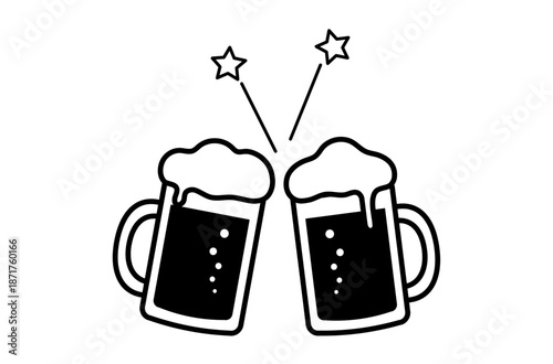ビールで乾杯のアイコンイラスト