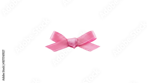 Small pink satin ribbon bow tied neatly, perfect for gift wrapping, decoration, crafts, and festive design elements with a delicate and elegant feel isolated PNG with Transparent Background