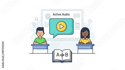 Diverse Students Learning Active Audio Mixing on Computer in Classroom