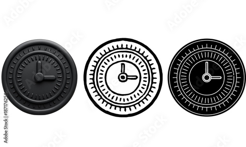 Modern analog clock face icon vector illustration for time management and schedule