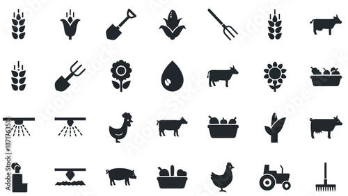 Collection of Simple Farm Icons.