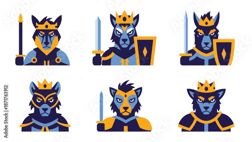 Illustration of Wolf Characters with Royal Attire.