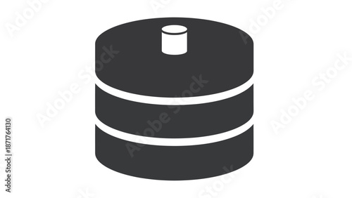 Black Cylindrical Object with White Accents.