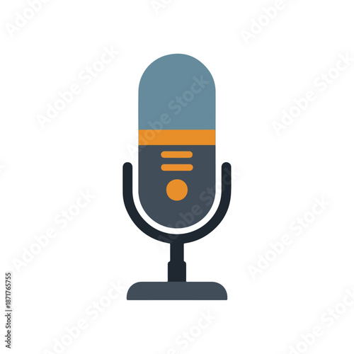 Stylish Podcast Microphone Icon on White Background