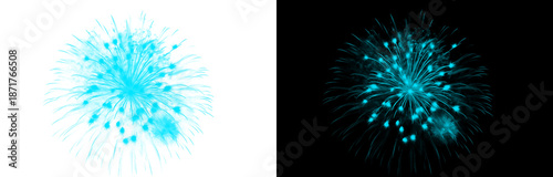Fotografia Stunning aqua blue pyrotechnic burst isolated against black sky creating amazing