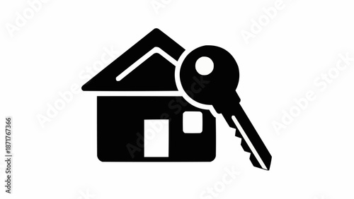 House and Key Icon Symbolizing Home Ownership.