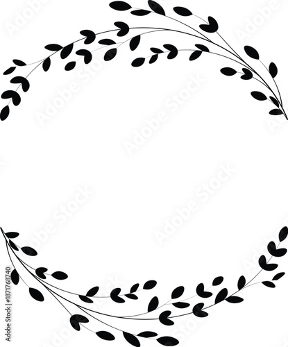 Black Laurel Wreath Illustration on White