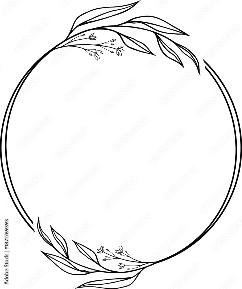 Obraz premium Floral Wreath Illustration with Leaves and Flowers