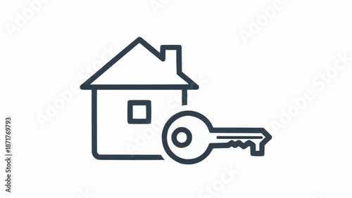 House and Key Icon Symbolizing Real Estate Ownership.