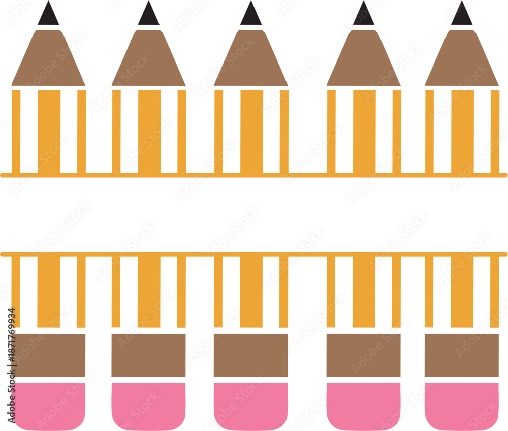 Obraz premium Pencils with Pink Erasers and Yellow Bodies