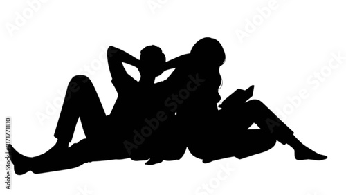 A relaxed couple enjoying leisure time together, one reading a book and the other resting peacefully