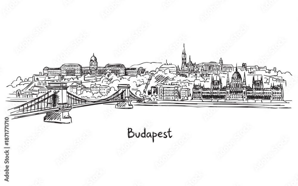 Obraz premium Budapest City Skyline with Landmarks
