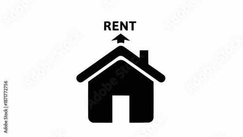 House icon with rent arrow indicating rising costs.