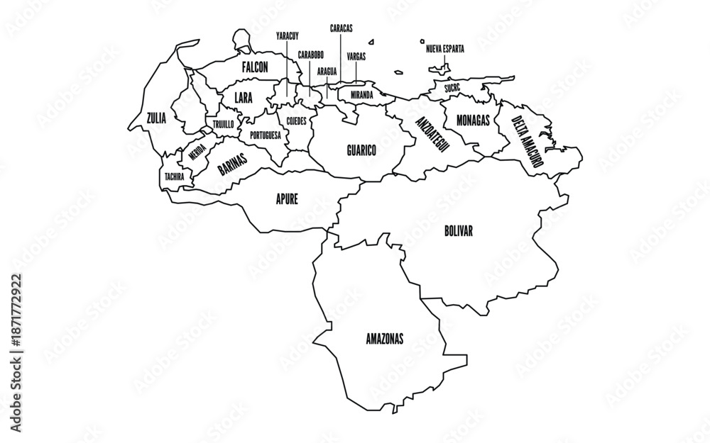 Obraz premium Editable Blank VENEZUELA Map With Regions