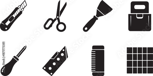 Black of Crafting and Measuring Tools cutter scissors