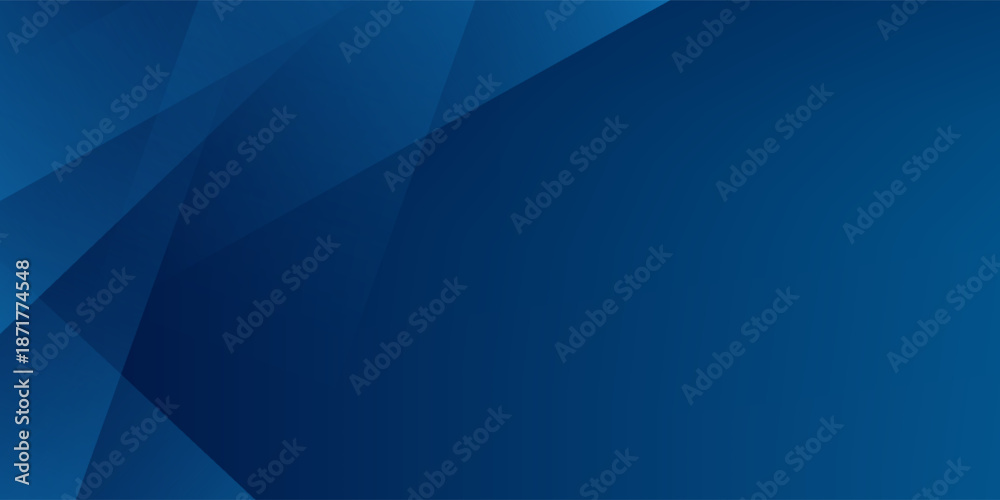 Fototapeta premium Abstract modern blue horizontal banner background with geometric diagonal overlay layer and glowing lines.