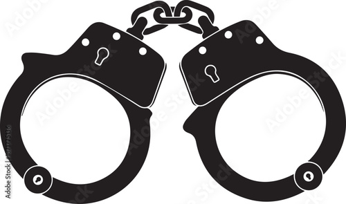 Handcuffs silhouette vector black on a white background