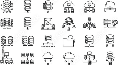 Kids Education and Playtime Outline Icons Set, Preschool Learning Tools, Child Development Toys, and Kindergarten Activities Line Art Vector