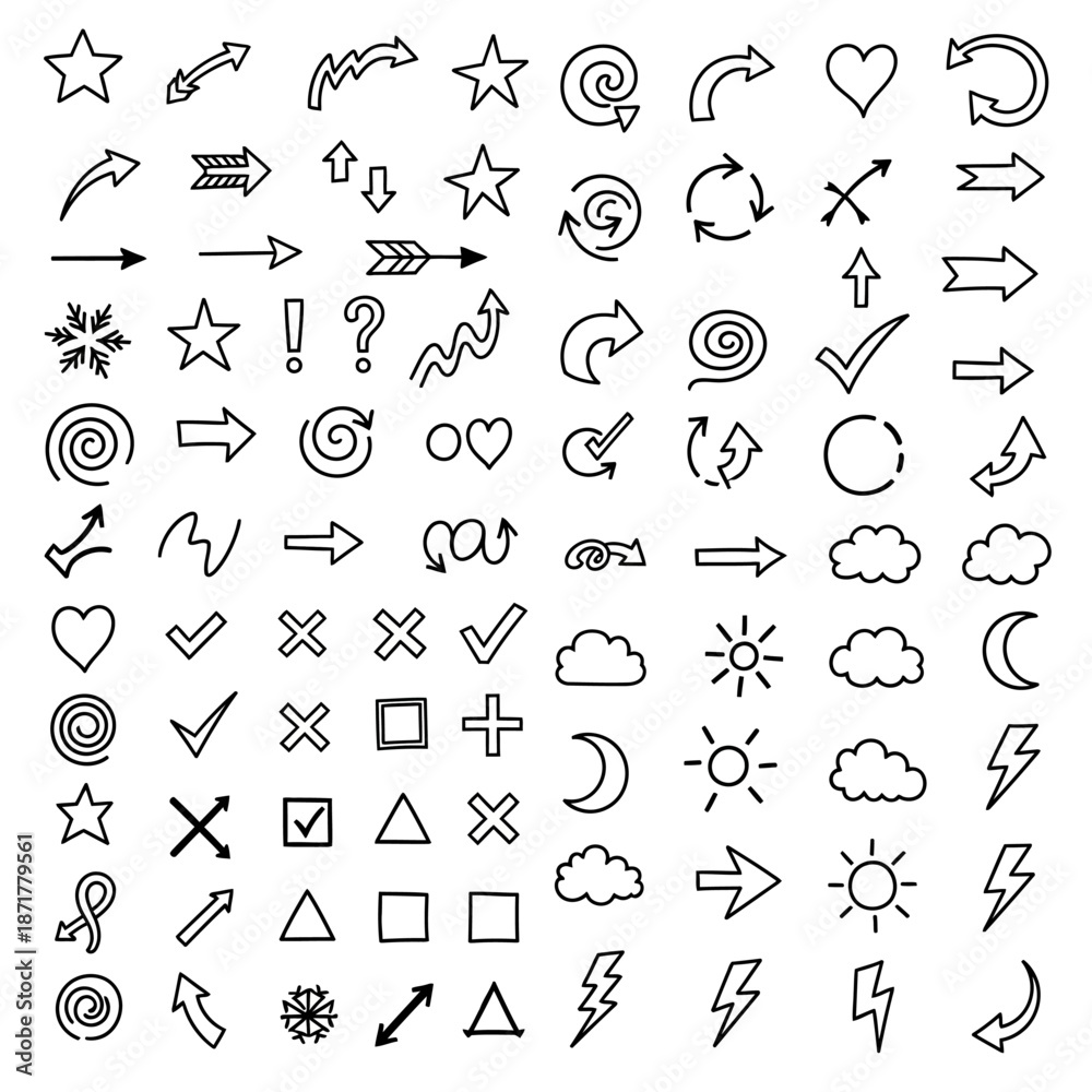Obraz premium Black and white line icons set.