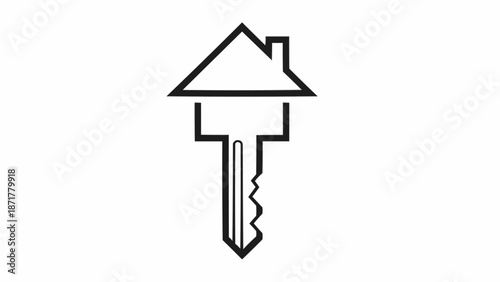 House Key Icon Symbolizing Home Ownership and Real Estate.