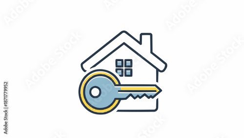 House key icon symbolizing home ownership and real estate.