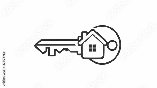 House Key Icon Symbolizing Home Ownership and Real Estate.