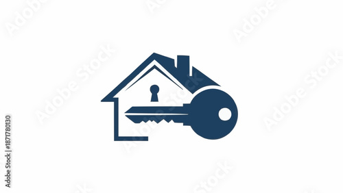 House Key Icon Represents Real Estate and Property Ownership.
