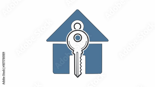 House Key Icon Symbolizing Home Ownership.
