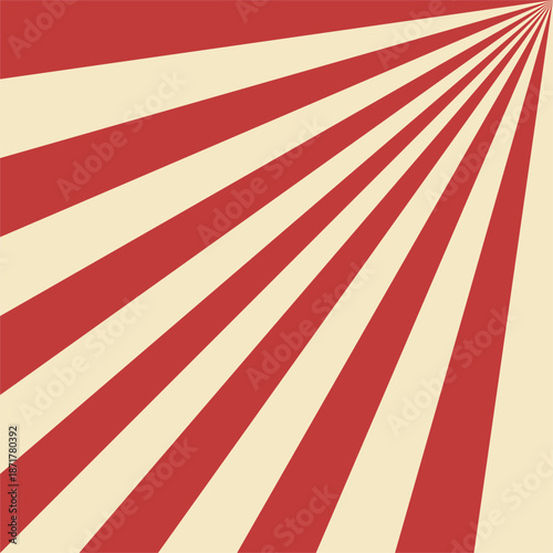 Vintage retro sunburst background with red and cream radial rays. Classic abstract poster style design for banners, wallpapers, posters, branding, and graphic templates.