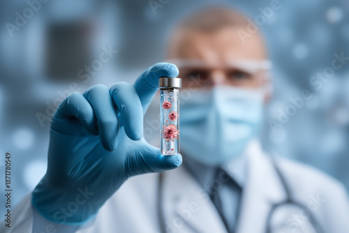 Scientist Holding Sample Vial in Laboratory