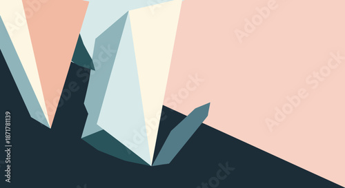 Abstract geometric shapes with shadows in a modern minimalist design.