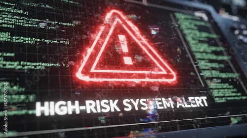 High Risk System Alert Warning Signs on Computer Screens