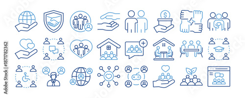 Community icon collection. icon pack contain Global Community, Trust Symbol , Diversity , Support