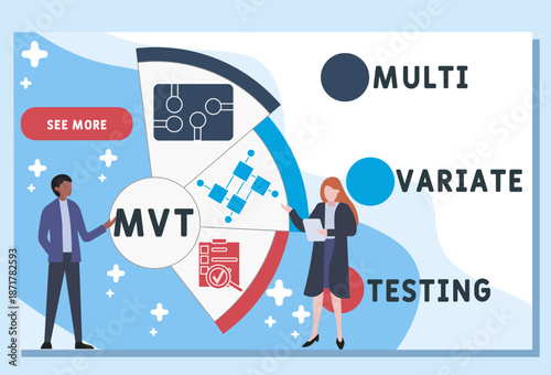 MVT - multivariate testing acronym. business concept background. vector illustration concept with keywords and icons. lettering illustration with icons for web banner, flyer, landing