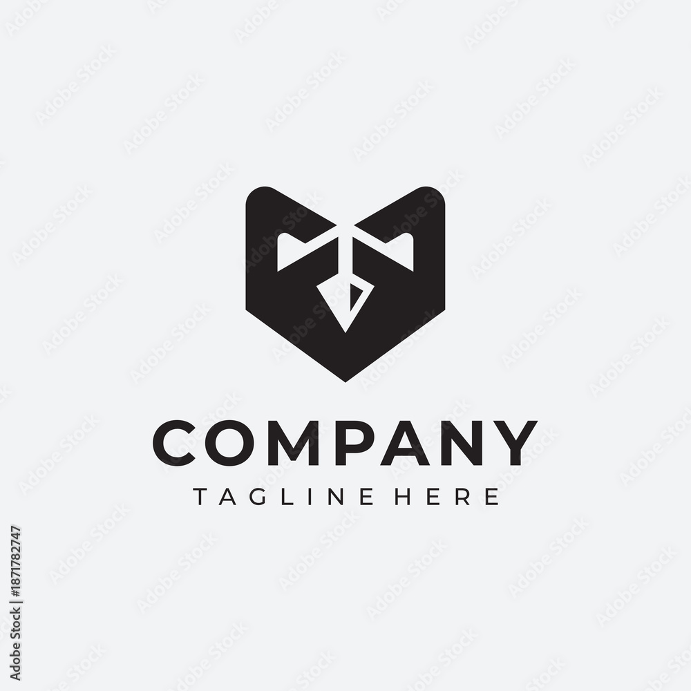 Fototapeta premium simple and modern SPEAR FOX logo design template elements