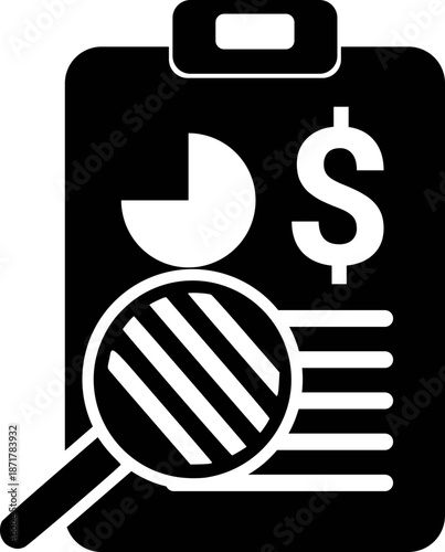 Audit Icon - Minimalist Symbol of Financial Review, Budget Analysis, and Data Scrutiny for UI and Business Design